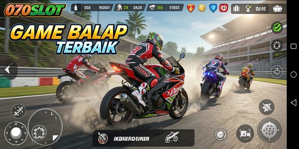 Tampilan gameplay seru di 070SLOT dengan balap motor menegangkan.