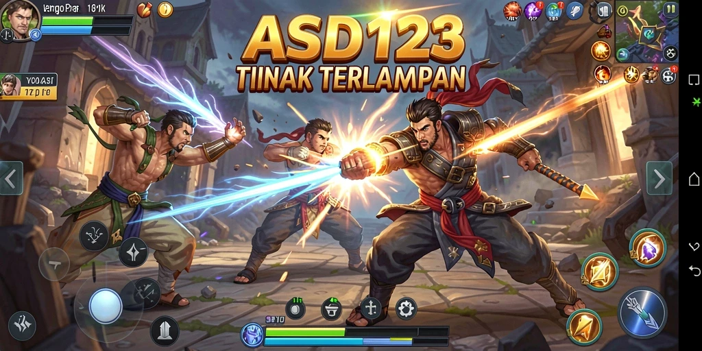 Tangkapan layar dari gameplay pertarungan seru di ASD123.
