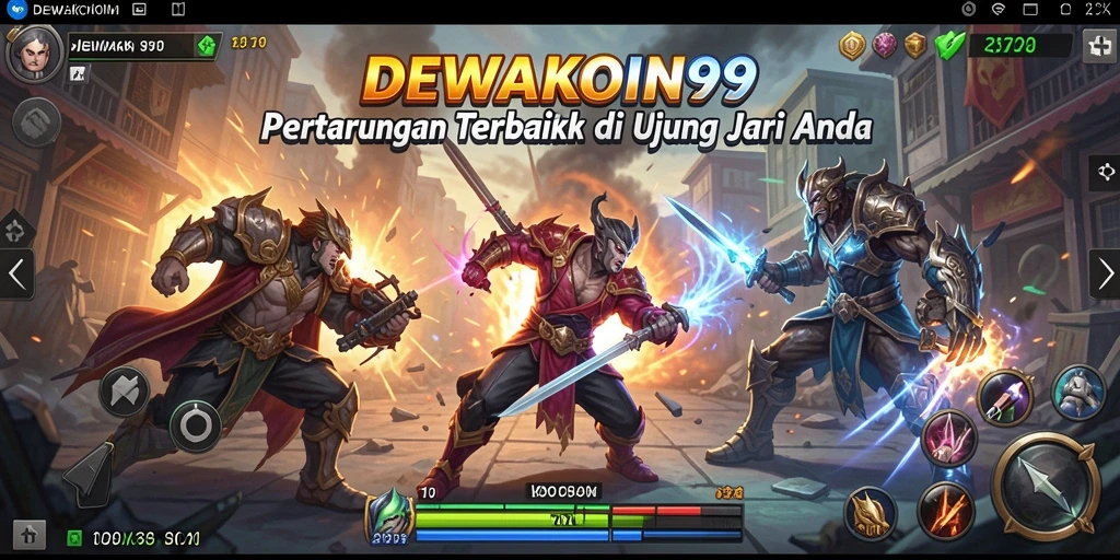 Screenshot DEWAKOIN99 menampilkan aksi pertempuran yang seru.