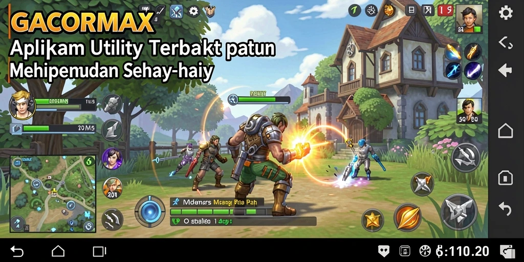 Tampilan antarmuka utama GACORMAX dengan berbagai fitur utilitas.