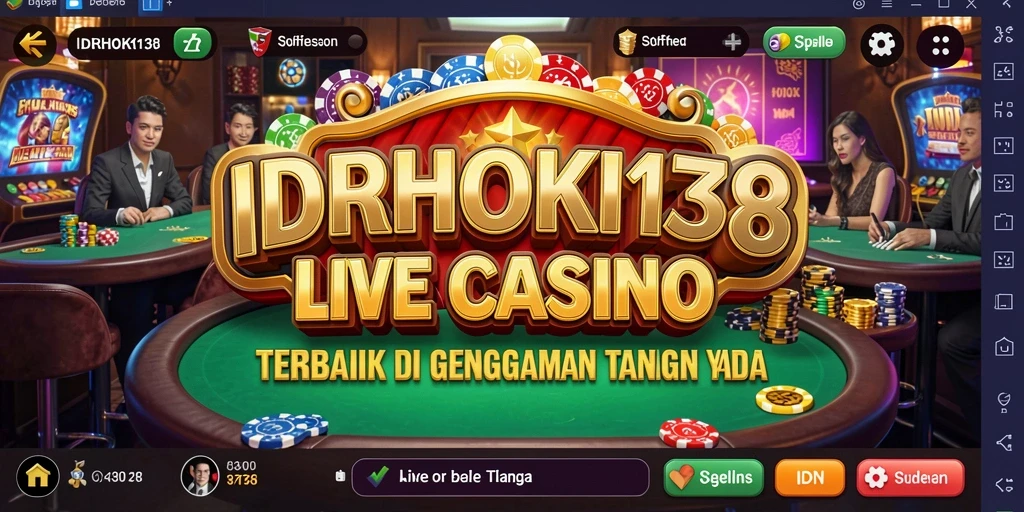 Screenshot utama IDRHOKI138 yang menampilkan dealer Live Casino dan gameplay seru.