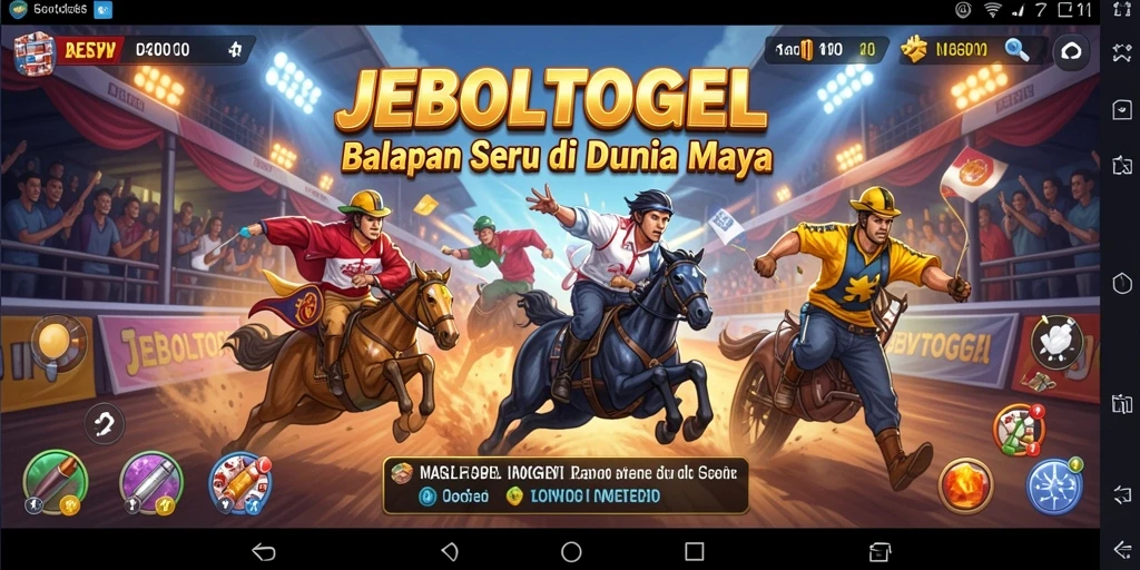Gameplay balapan JEBOLTOGEL yang menegangkan dan seru.