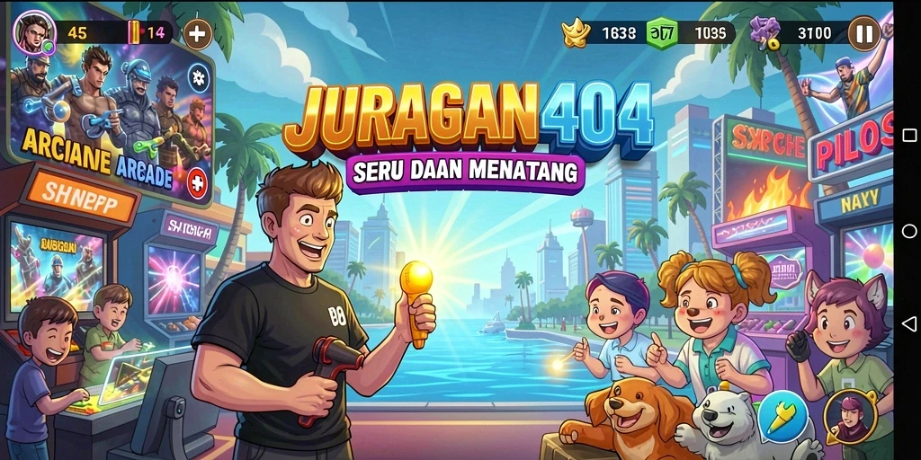Tampilan gameplay menegangkan dalam JURAGAN404 yang penuh rintangan.