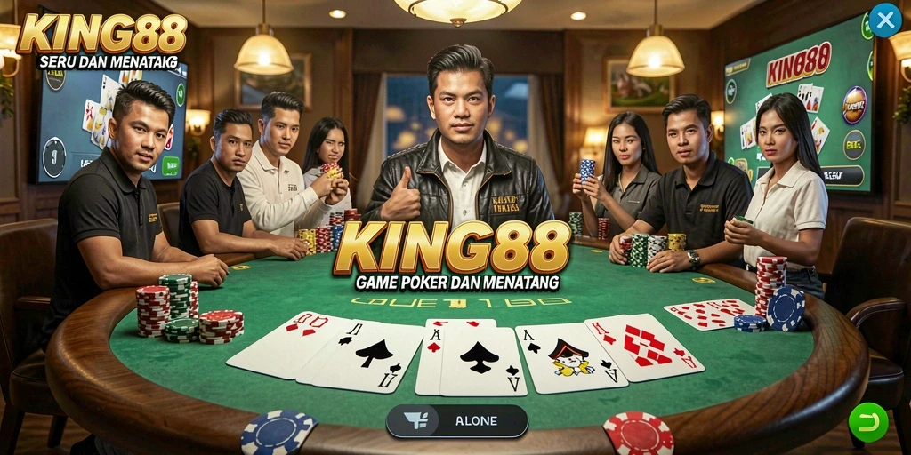 Tampilan gameplay Poker yang seru dan mendebarkan di KING88.