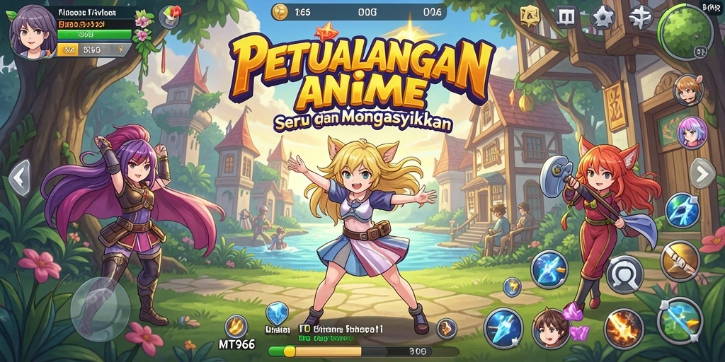 Screenshot gameplay MT966 menampilkan karakter anime yang dinamis dan action seru.