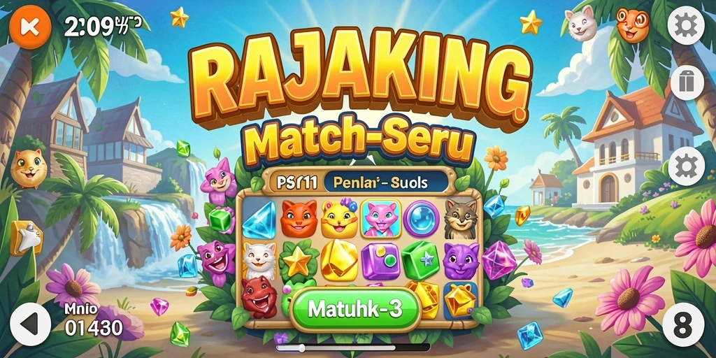 Tampilan gameplay RAJAKING yang seru dan penuh warna.