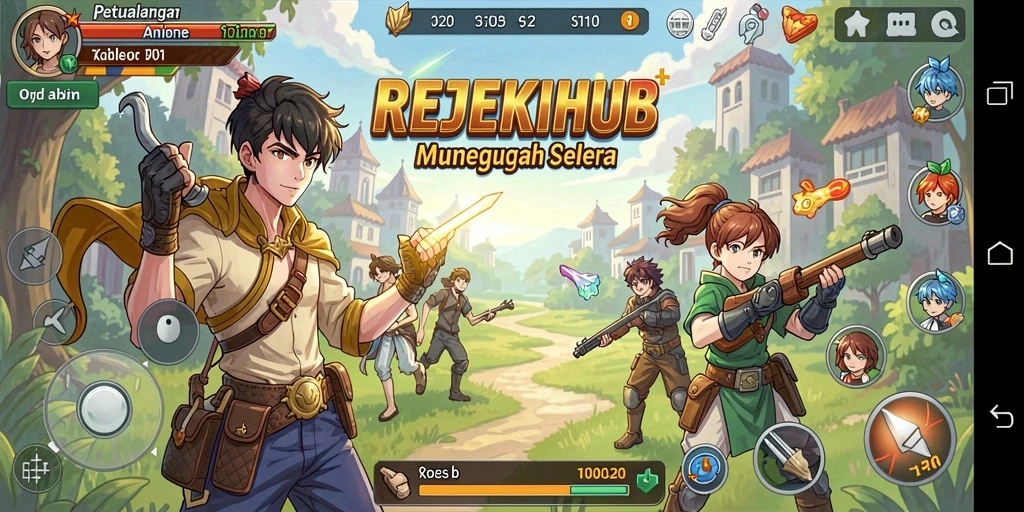 Tampilan gameplay epik di REJEKIHUB dengan karakter Anime yang dinamis.