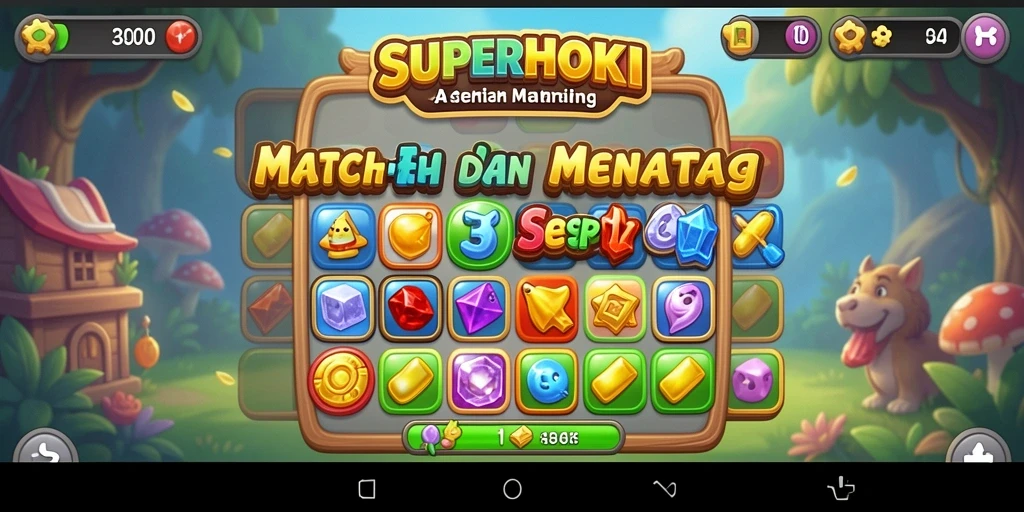Tampilan gameplay SUPERHOKI yang seru dan penuh warna.
