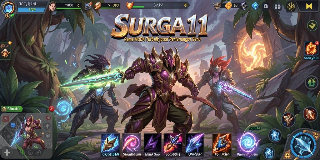 Tampilan menarik gameplay SURGA11 dalam aksi MOBA.