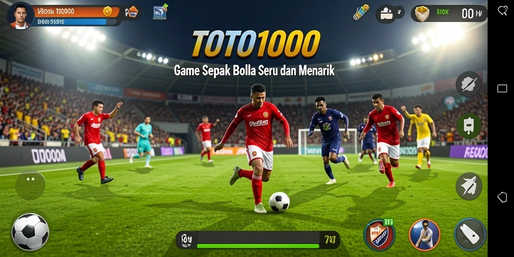 Tampilan aksi seru dalam gameplay sepak bola di TOTO1000.
