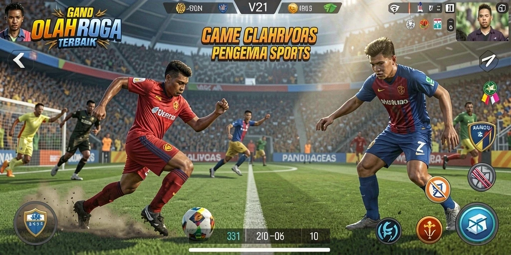 Tampilan gameplay seru dalam V21 dengan aksi olahraga yang mendebarkan.