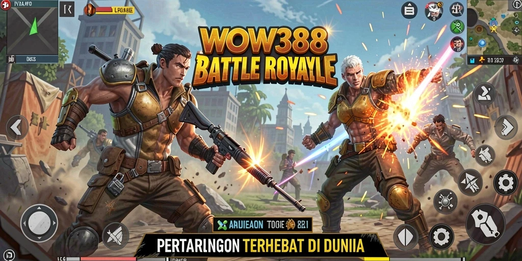 Screenshot gameplay WOW388 menampilkan aksi seru di arena Battle Royale.