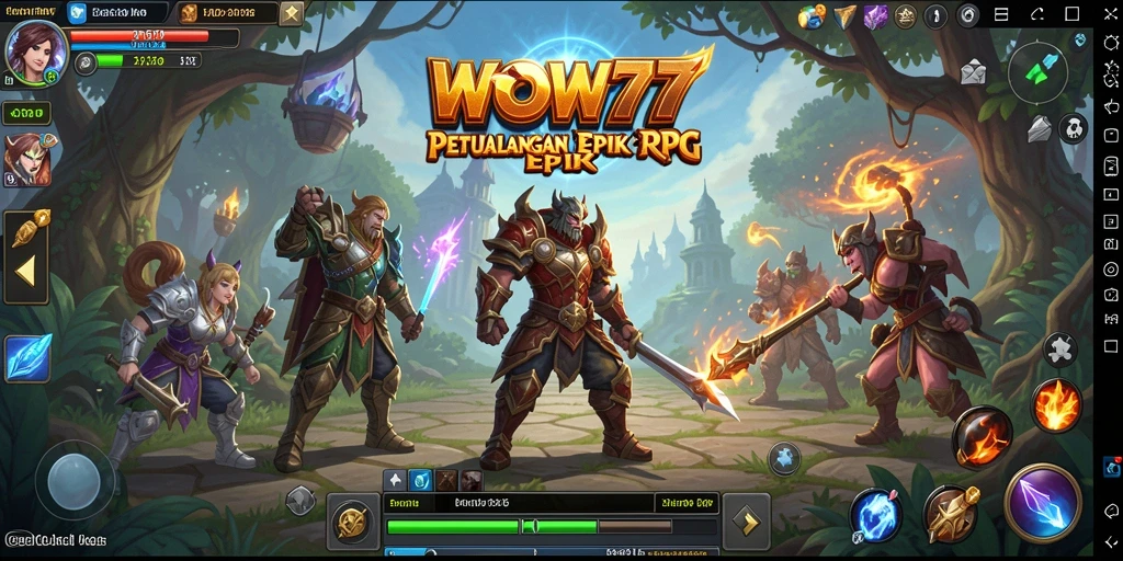 Tangkapan layar menunjukkan pertempuran epik di dalam WOW77 dengan grafis yang menakjubkan.
